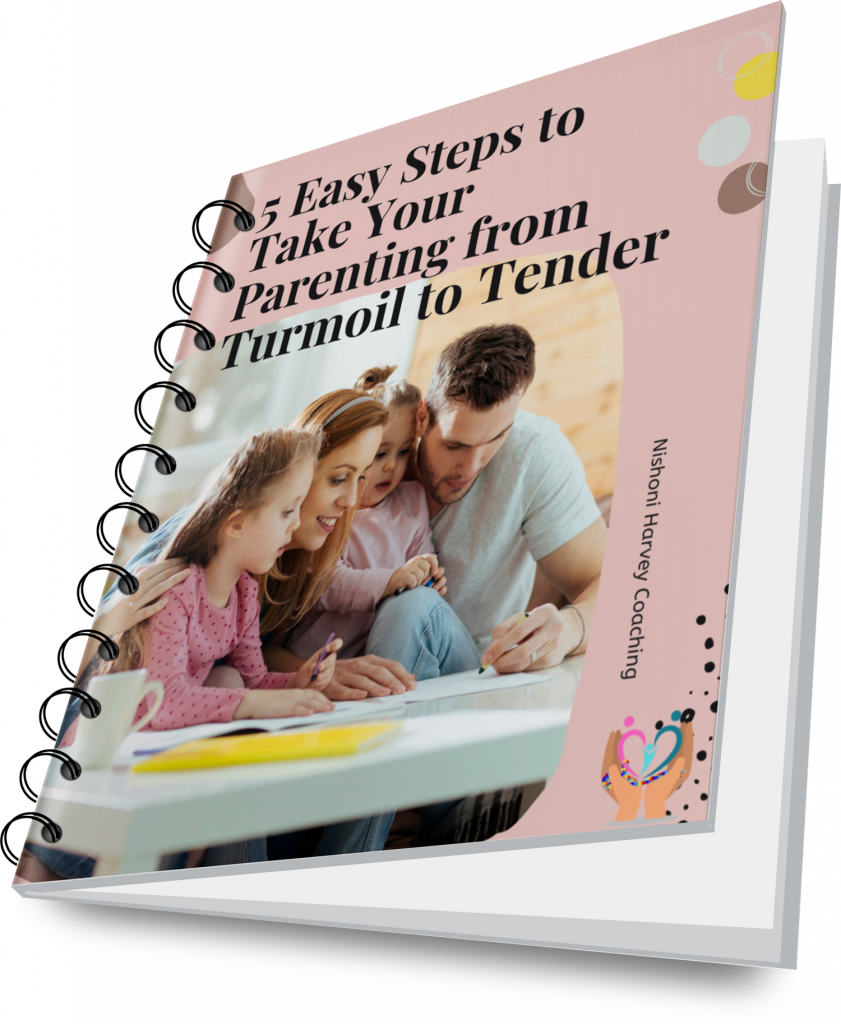 Picture of a book, "5 Easy Steps to Take Your Parenting from Turmoil to Tender"